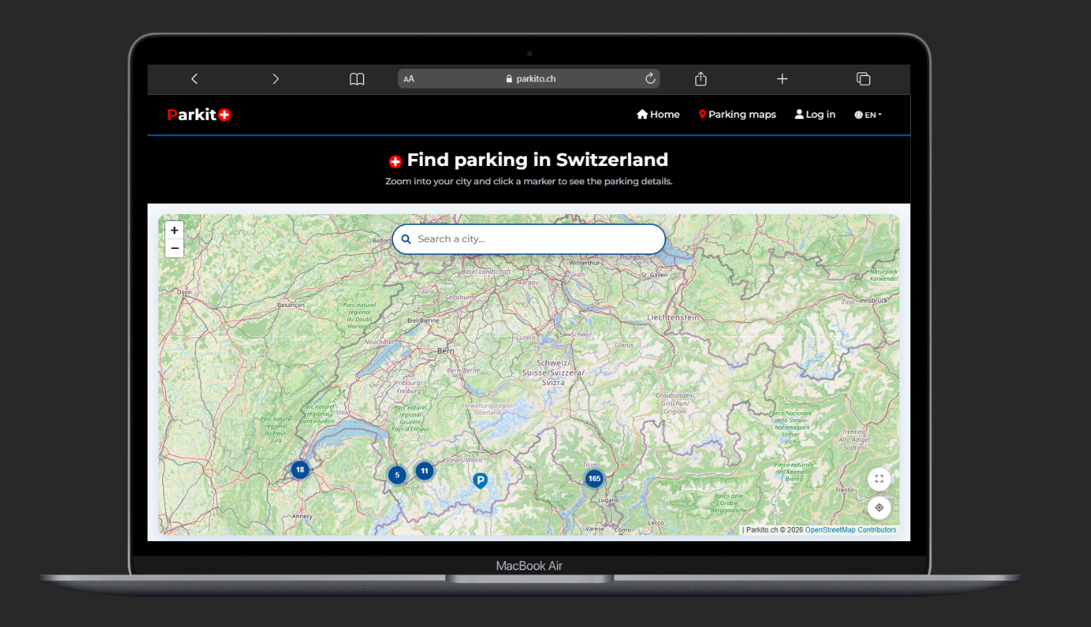 Parkito coverage map