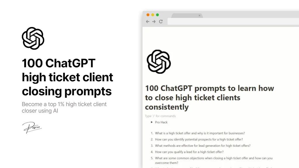 100 ChatGPT High-Ticket Client Prompts screenshot 1 of 3
