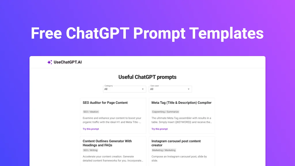 100+ Free ChatGPT Prompt Templates screenshot 2 of 7
