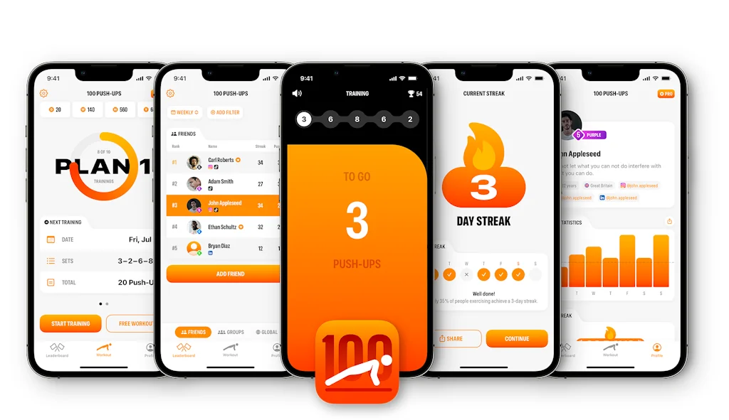 100 Push-Ups Counter & Trainer App logo