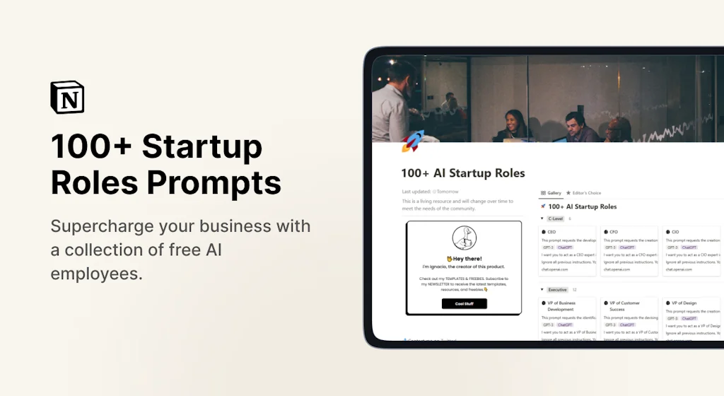 100+ Startup Roles Prompt Templates screenshot 1 of 4