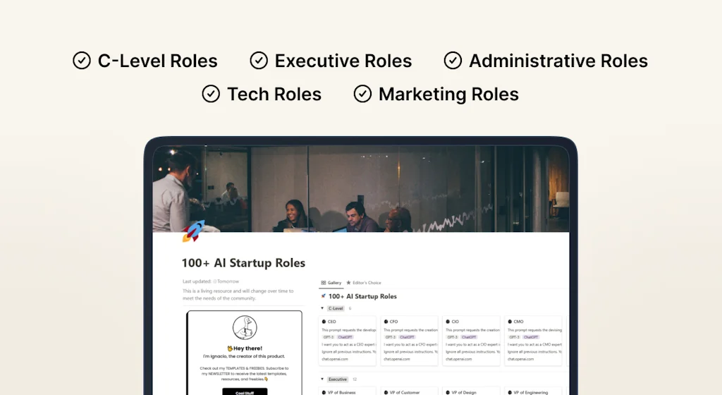 100+ Startup Roles Prompt Templates screenshot 3 of 4