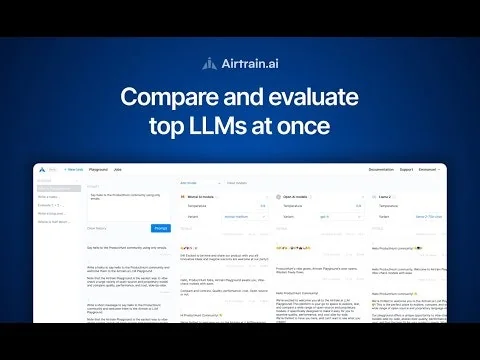 Airtrain.ai LLM Playground screenshot 1 of 5