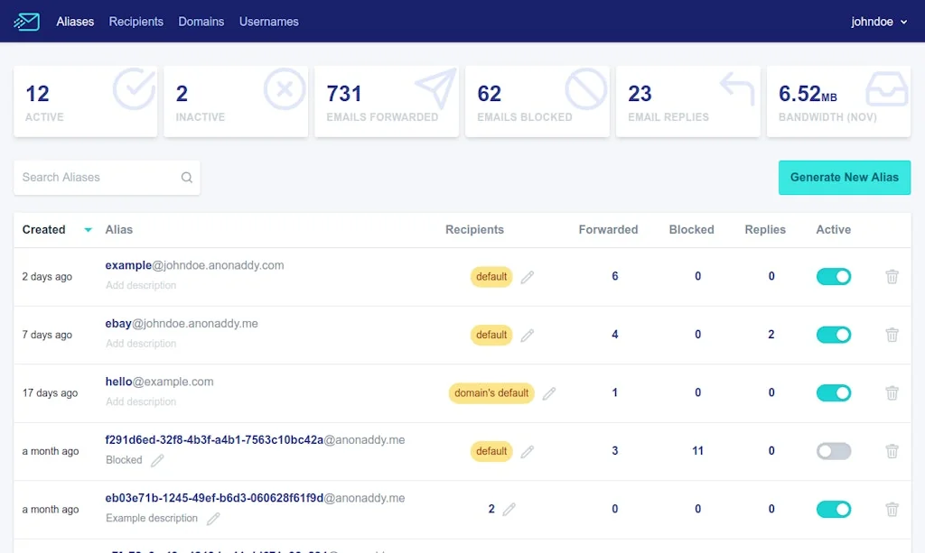 AnonAddy screenshot 2 of 9