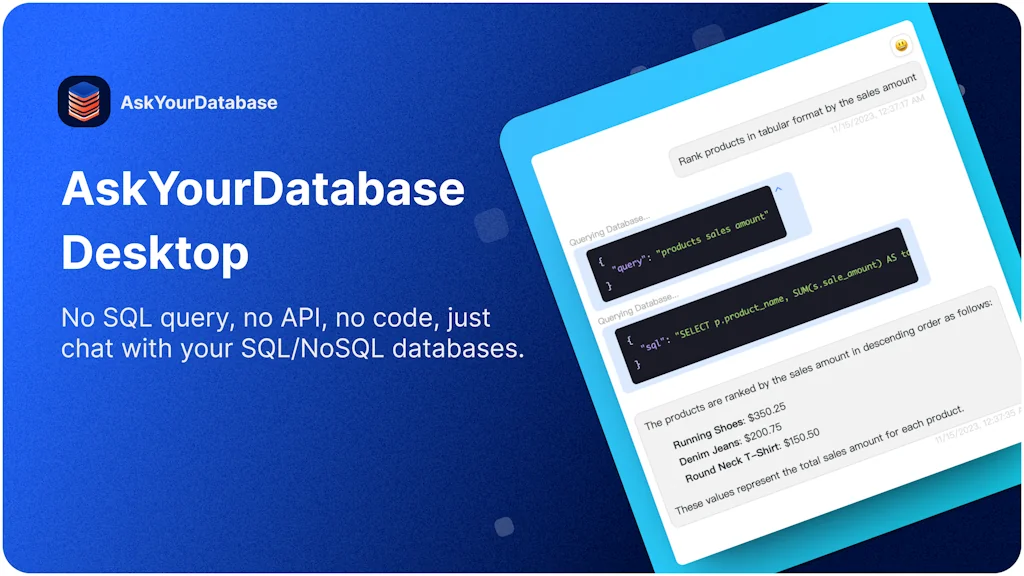 AskYourDatabase Desktop screenshot 1 of 8