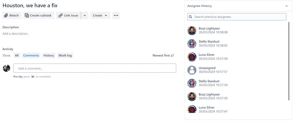 Assignee History for JIRA Cloud screenshot 1 of 2