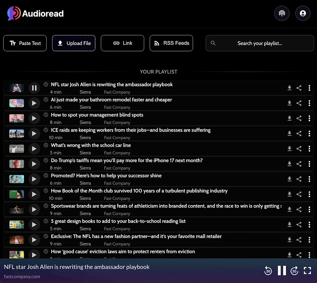 Audioread (formerly Audiblogs) screenshot 2 of 3