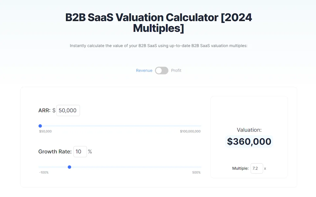 B2B SaaS Valuation Calculator screenshot 1 of 4