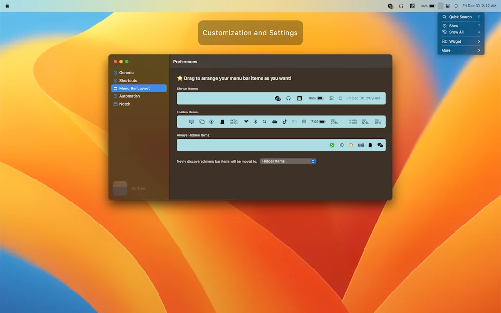 Barbee - Hide Menu Bar Items screenshot 2 of 4