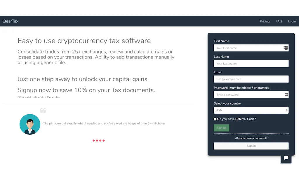 BearTax - Cryptocurrency Tax Software screenshot 2 of 6