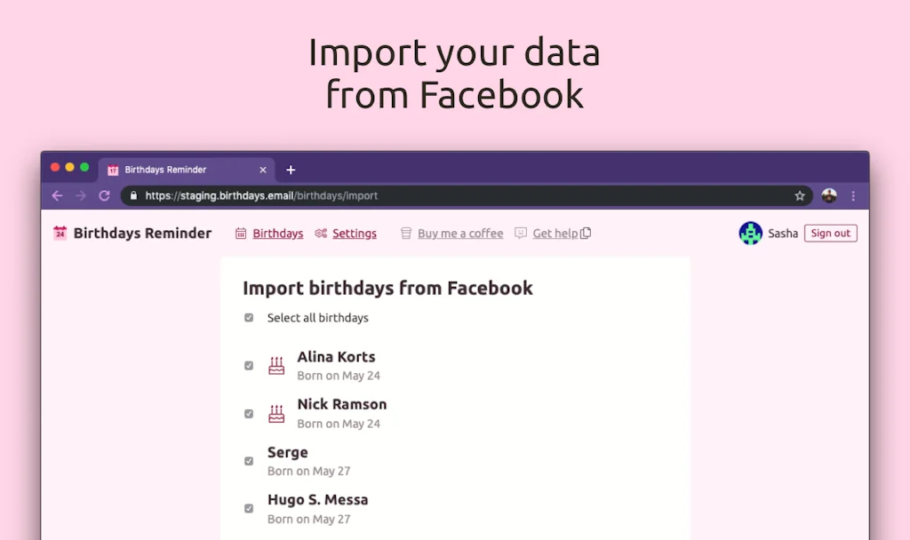 Birthdays Reminder screenshot 1 of 2