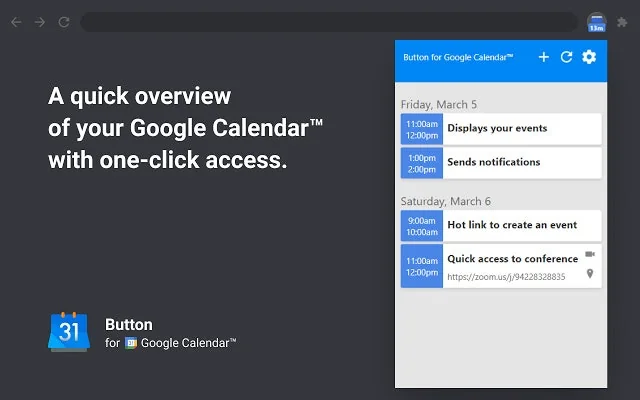 Button for Google Calendar screenshot 1 of 5