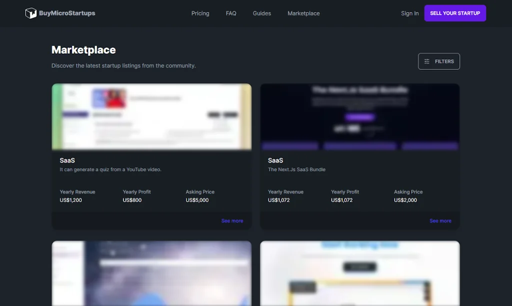 BuyMicroStartups screenshot 2 of 3