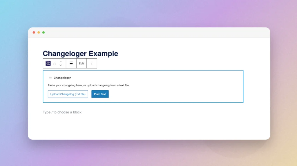 Changeloger for WordPress screenshot 3 of 5
