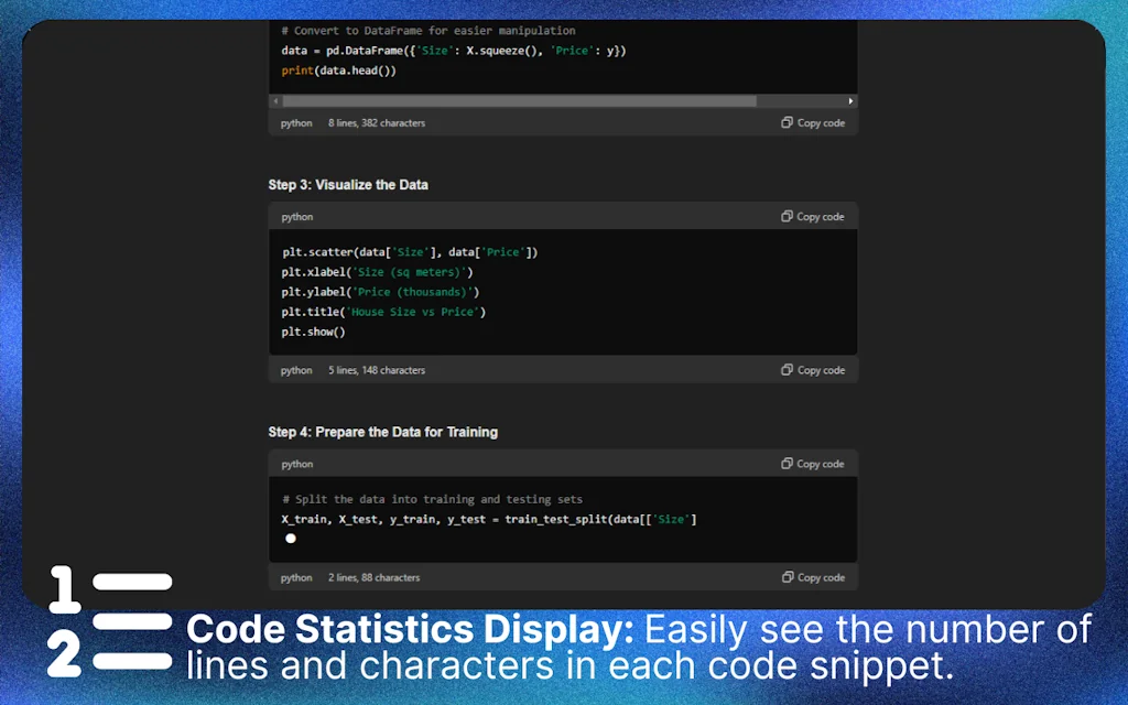 ChatGPT Copy Code Button & Statistics screenshot 3 of 7