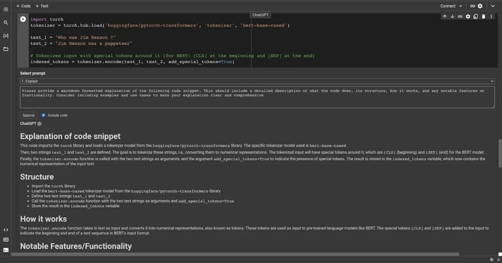 ChatGPT for Google Colab screenshot 2 of 3