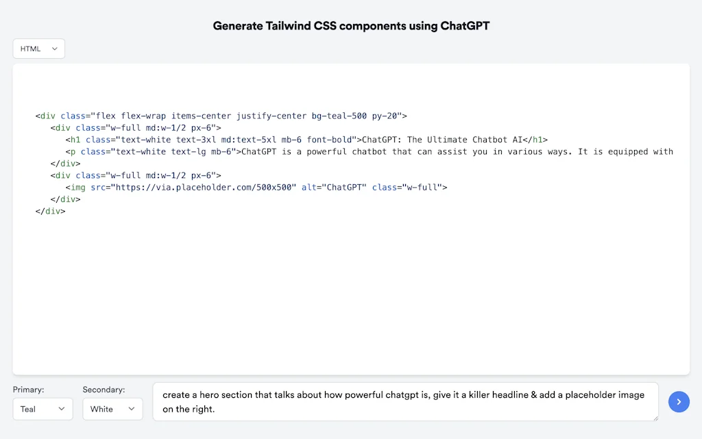 ChatGPT Tailwind components screenshot 5 of 5