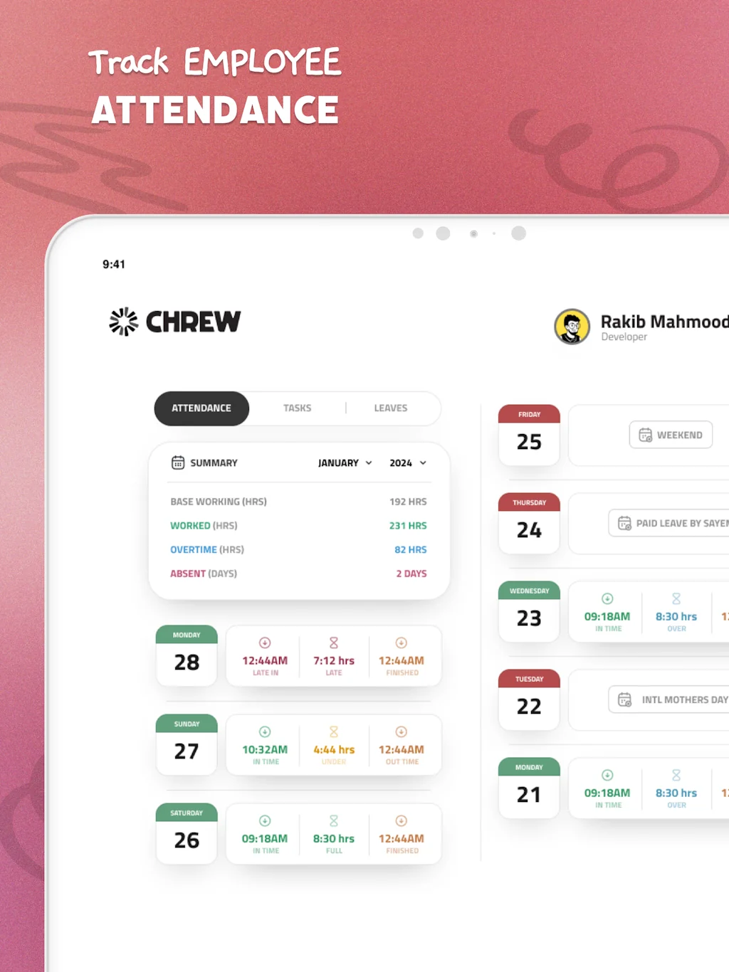 CHREW - Startup Employee Manager screenshot 3 of 6