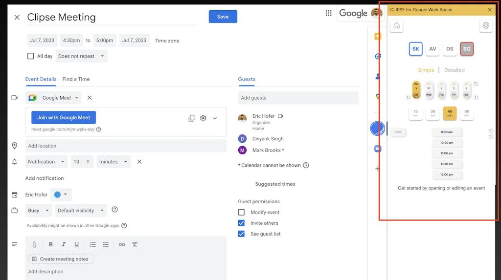 Clipse for Google Calendar screenshot 1 of 1