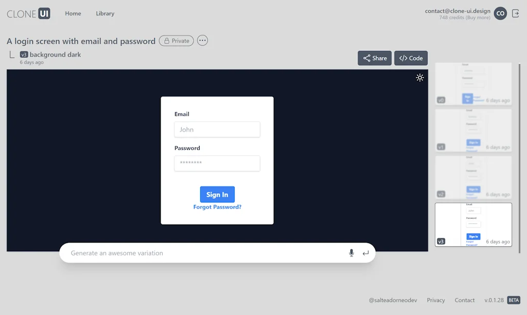 Clone UI screenshot 2 of 3