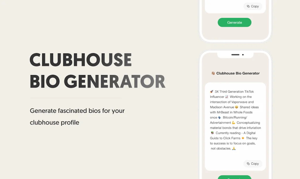 Clubhouse Bio Generator screenshot 1 of 2