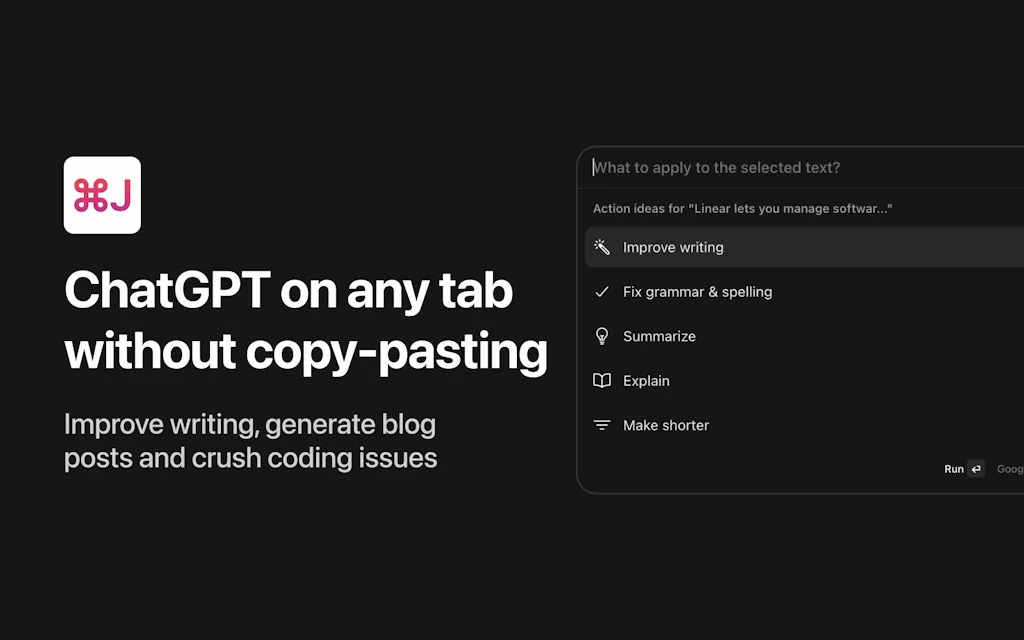 Cmd J – ChatGPT for Chrome screenshot 1 of 5