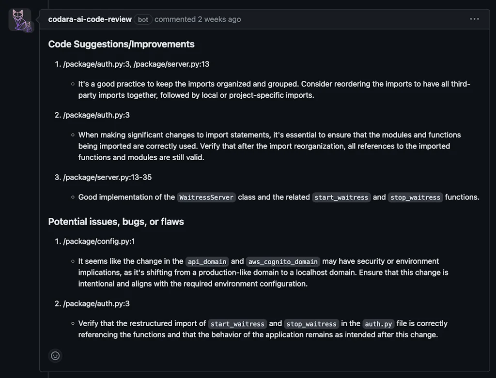 Codara AI Code Review Github App screenshot 4 of 5