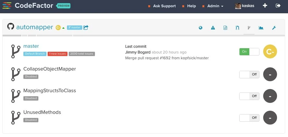 CodeFactor screenshot 2 of 6