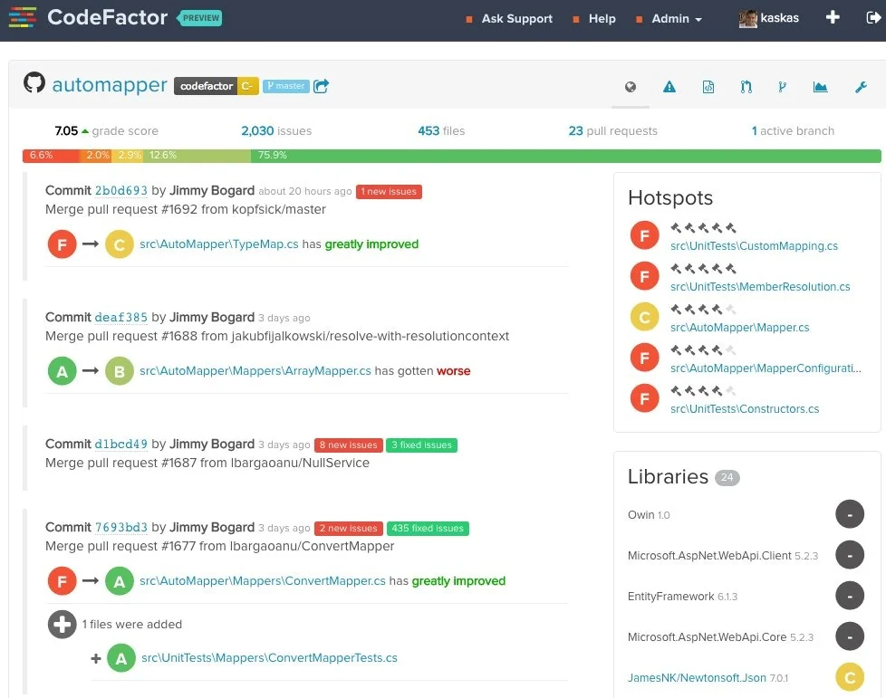 CodeFactor screenshot 6 of 6