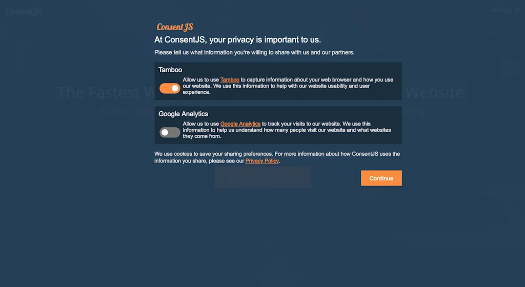 ConsentJS screenshot 1 of 5
