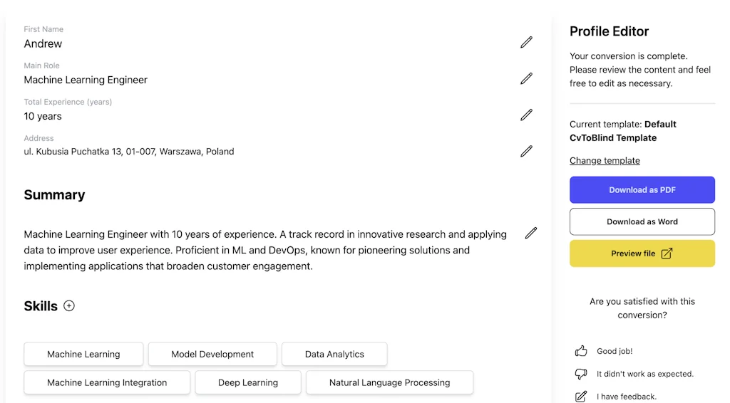 CVtoBlind screenshot 3 of 3