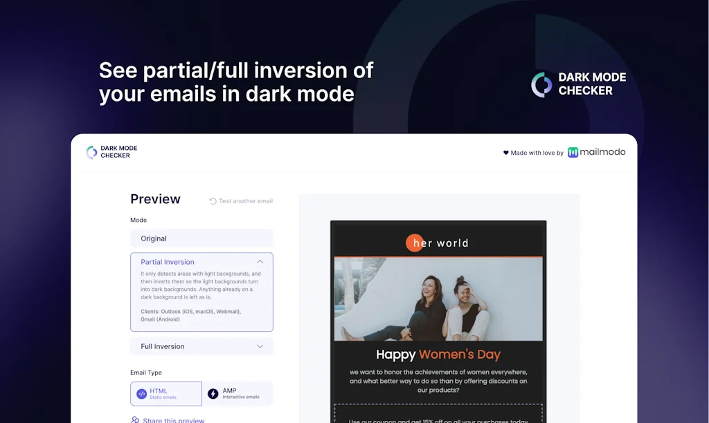 Dark Mode Email Checker screenshot 2 of 4