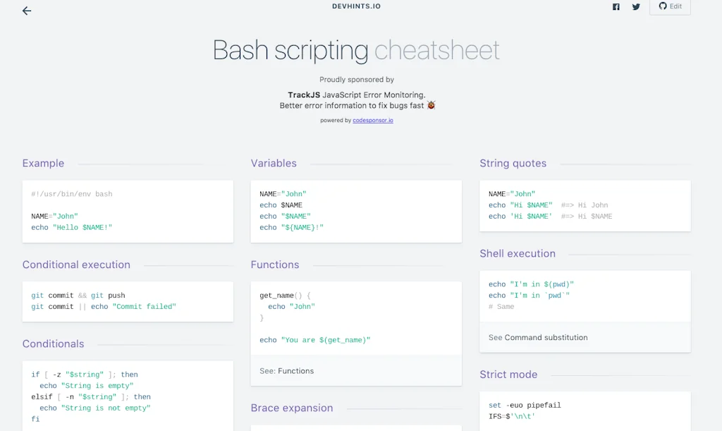 Devhints screenshot 2 of 3