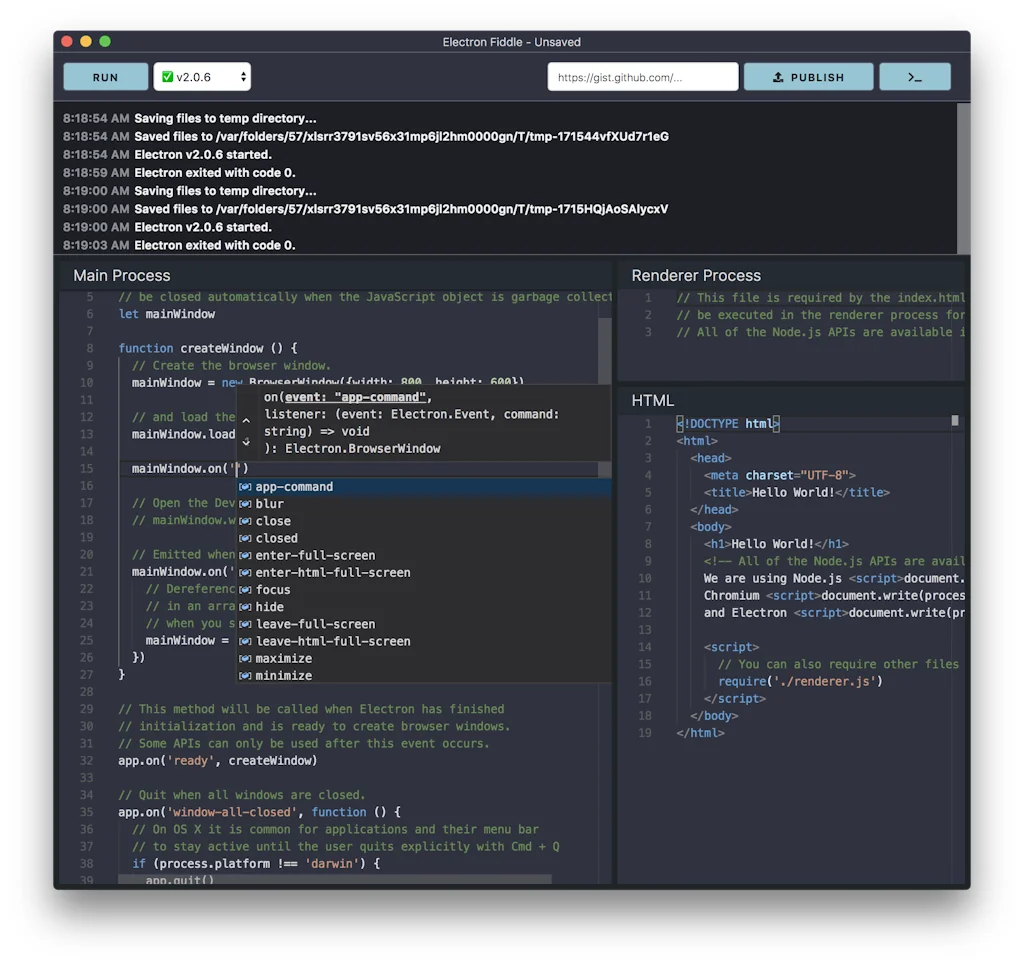 Electron Fiddle screenshot 5 of 5