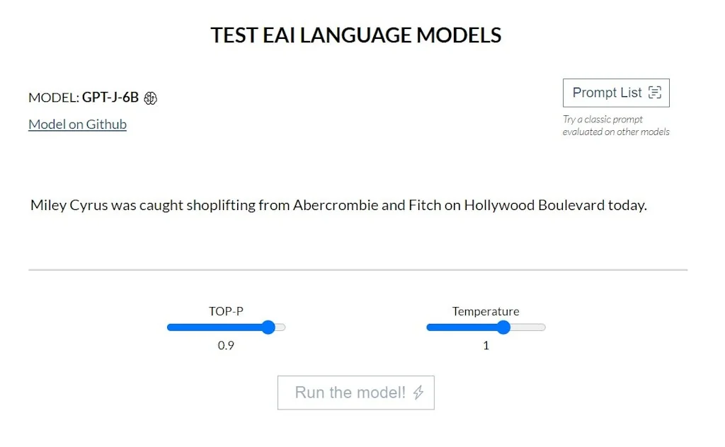 EleutherAI GPT-Neo screenshot 1 of 2