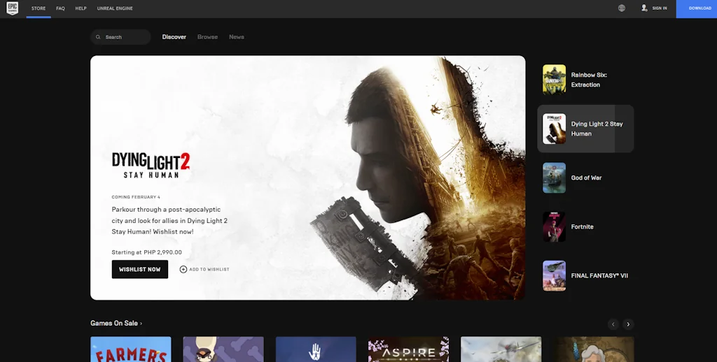 Epic Games screenshot 1 of 2