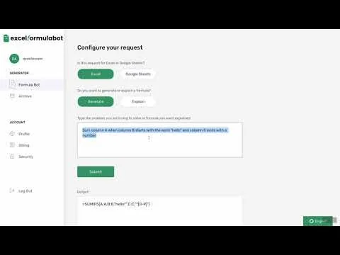 Excelformulabot.com screenshot 1 of 5