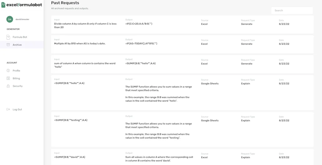 Excelformulabot.com screenshot 5 of 5