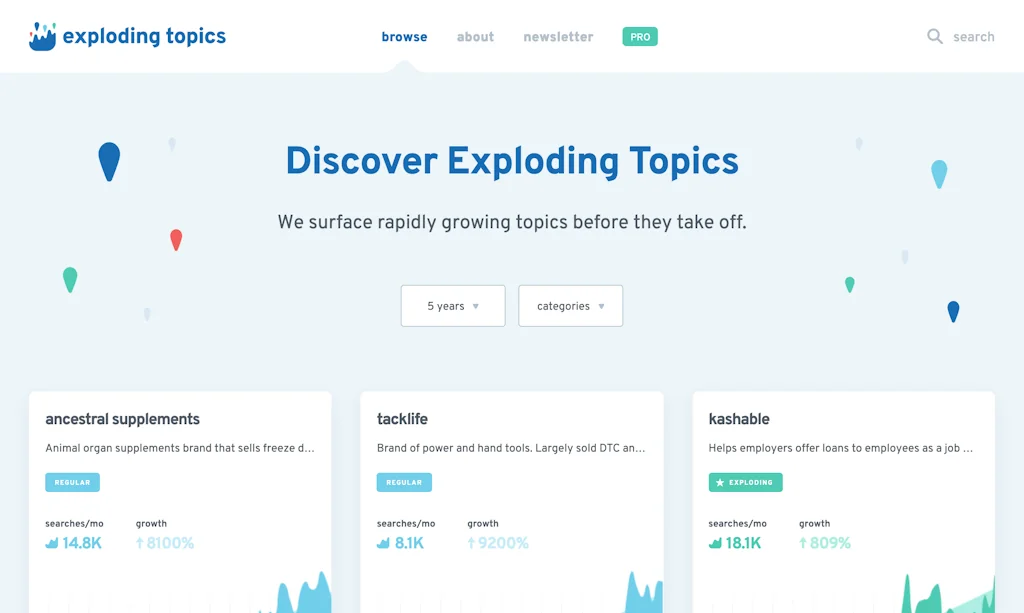 Exploding Topics screenshot 1 of 10
