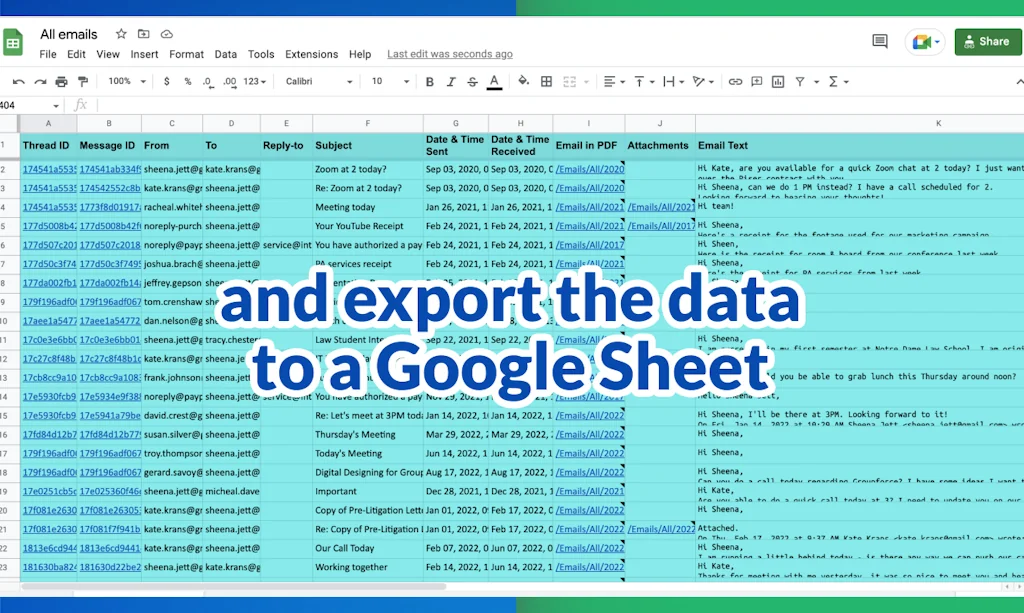 Export Emails to Sheets by cloudHQ screenshot 5 of 7