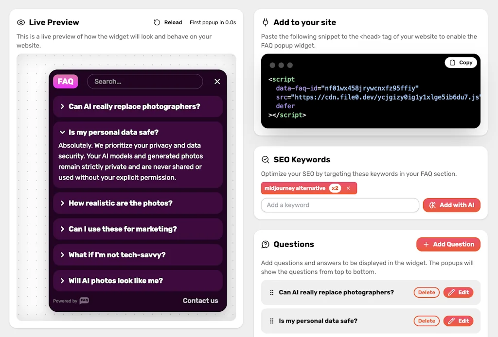 FAQPopup screenshot 4 of 4