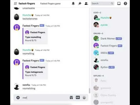 Fastest Fingers for Slack and Discord screenshot 1 of 7