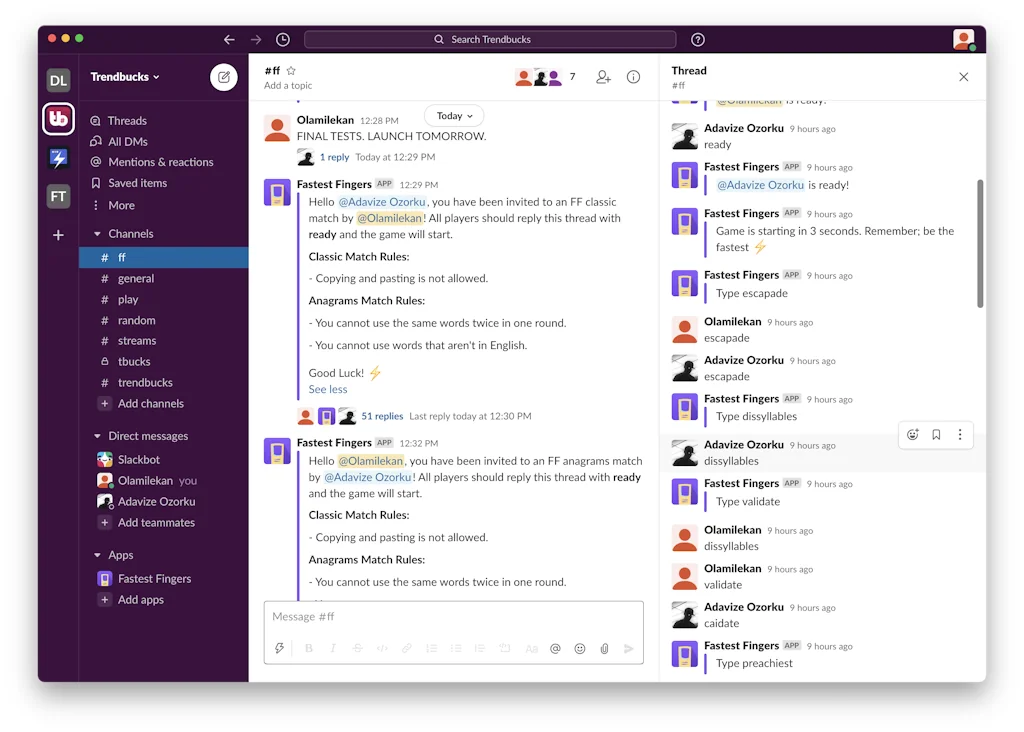Fastest Fingers for Slack and Discord screenshot 2 of 7