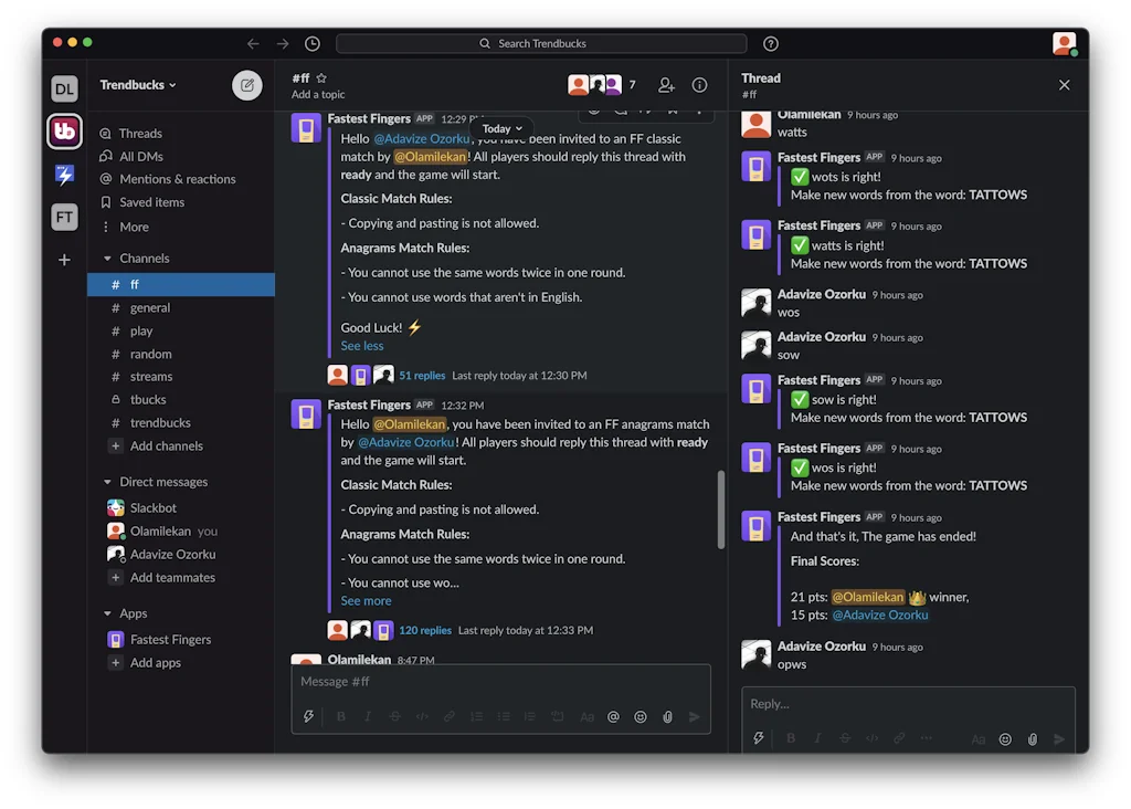 Fastest Fingers for Slack and Discord screenshot 3 of 7