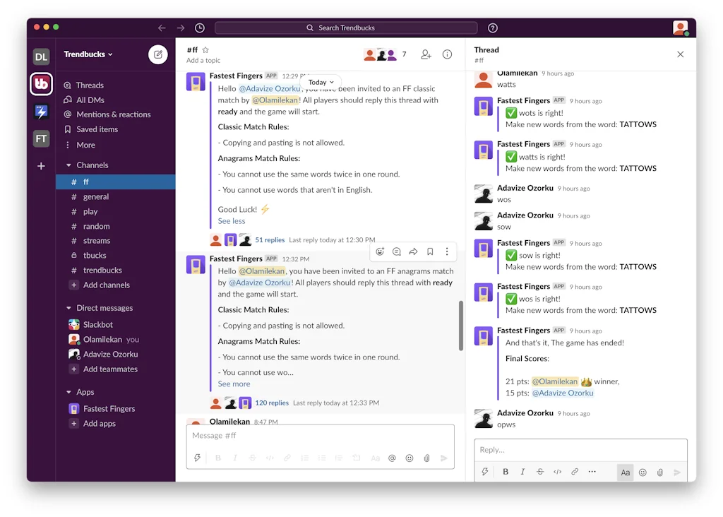 Fastest Fingers for Slack and Discord screenshot 4 of 7