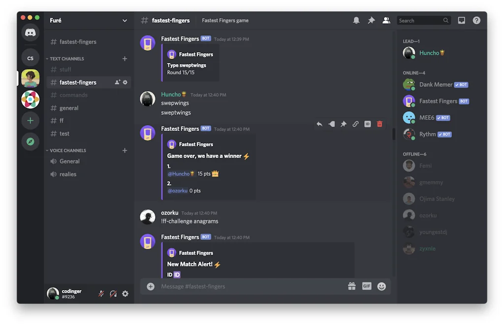 Fastest Fingers for Slack and Discord screenshot 7 of 7
