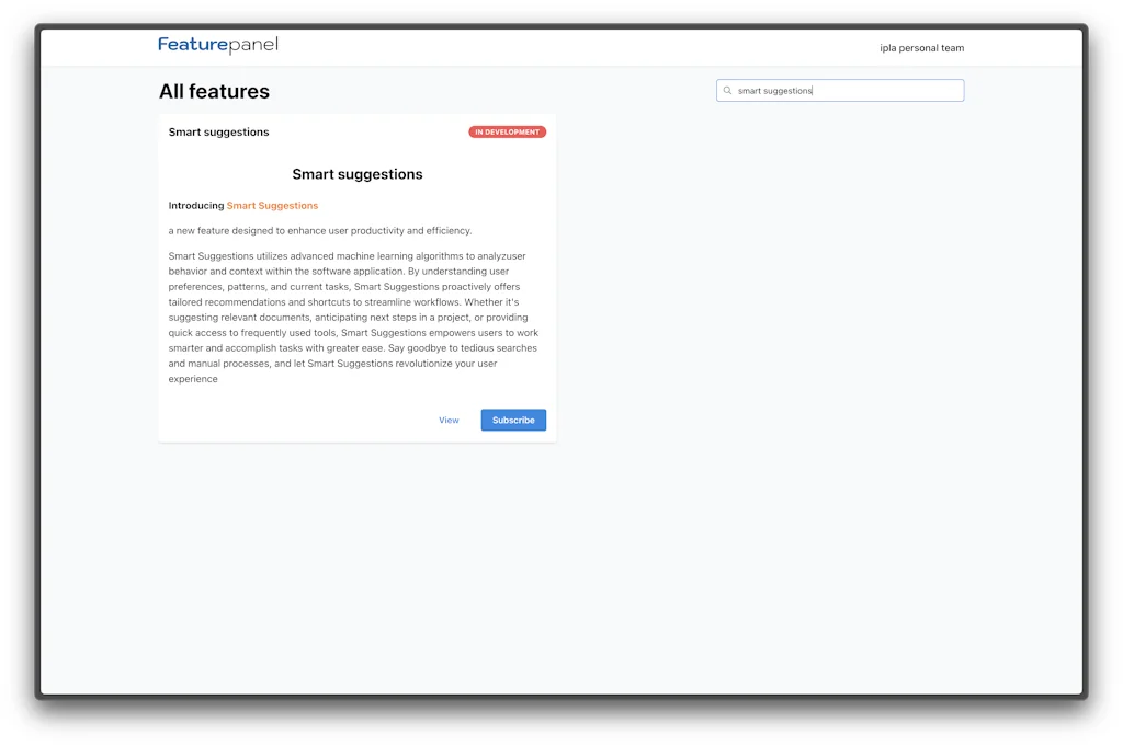 FeaturePanel screenshot 2 of 3