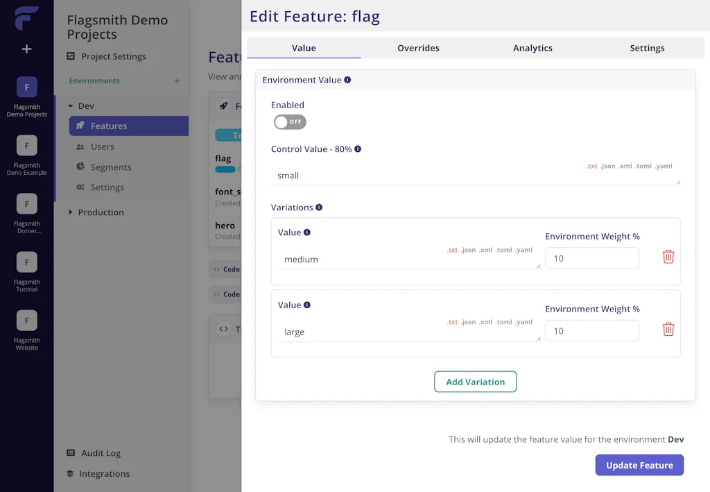 Flagsmith screenshot 3 of 4