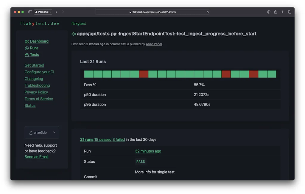 FlakyTest.dev screenshot 2 of 3