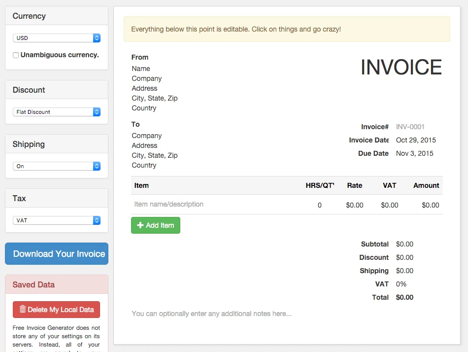 Free Invoice Generator screenshot 1 of 2
